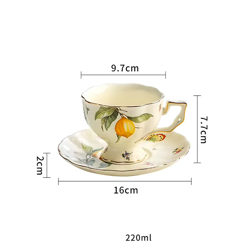 Conjunto de Xicaras de Chá e Café Europeu com Bule Porcelana Luxo