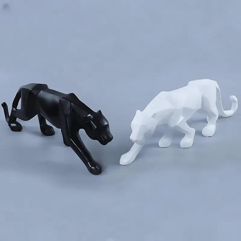 Escultura Decorativa Leopardo em Resina Abstrata Geométrica
