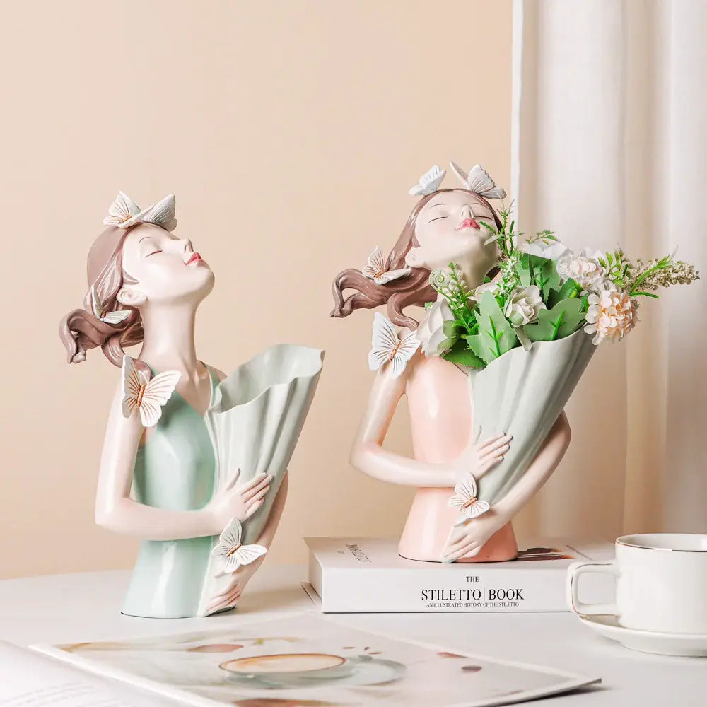 Escultura em Resina Garota Borboleta | Decoração Casa e Escritório