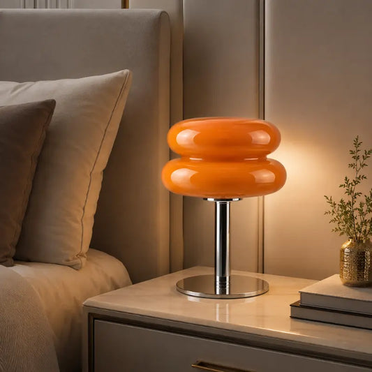 Luminária Abajur de Mesa Cogumelo Laranja