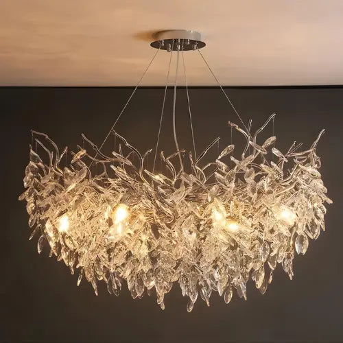 Lustre para pé direito duplo cristal luxo — Larmary