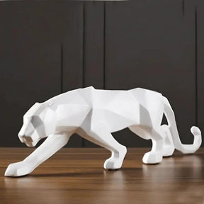 Escultura Decorativa Leopardo em Resina Abstrata Geométrica