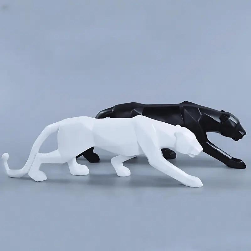 Escultura Decorativa Leopardo em Resina Abstrata Geométrica