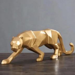 Escultura Decorativa Leopardo em Resina Abstrata Geométrica