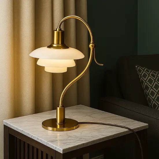 Luminária Abajur de Mesa Moderna Dourada | Para Escritório, Quarto e Sala