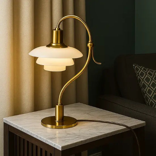 Luminária Abajur de Mesa Moderna Dourada | Para Escritório, Quarto e Sala