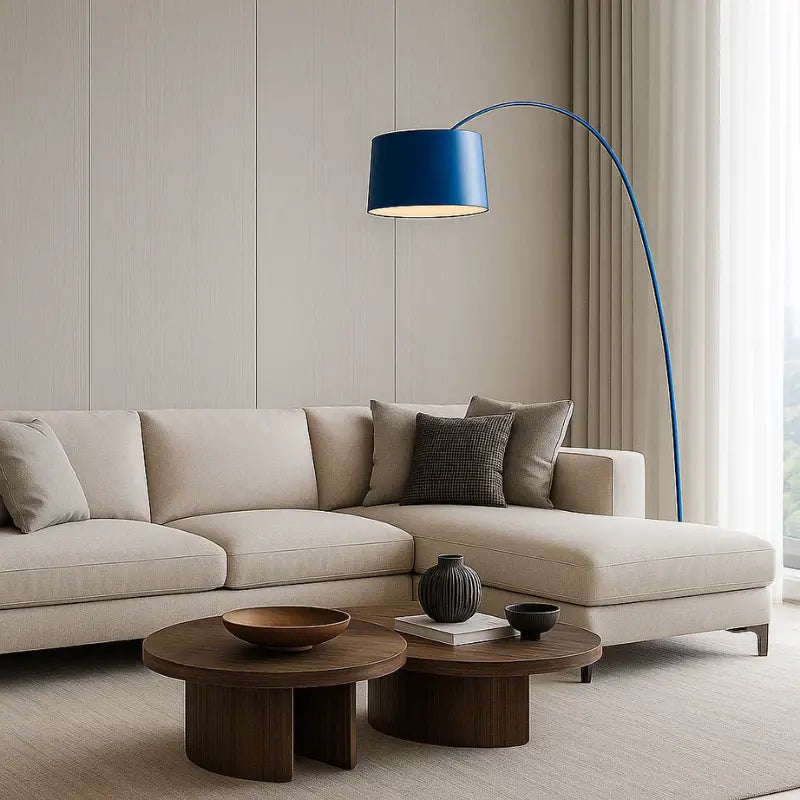 Luminária de Chão Azul Arco Minimalista Moderna