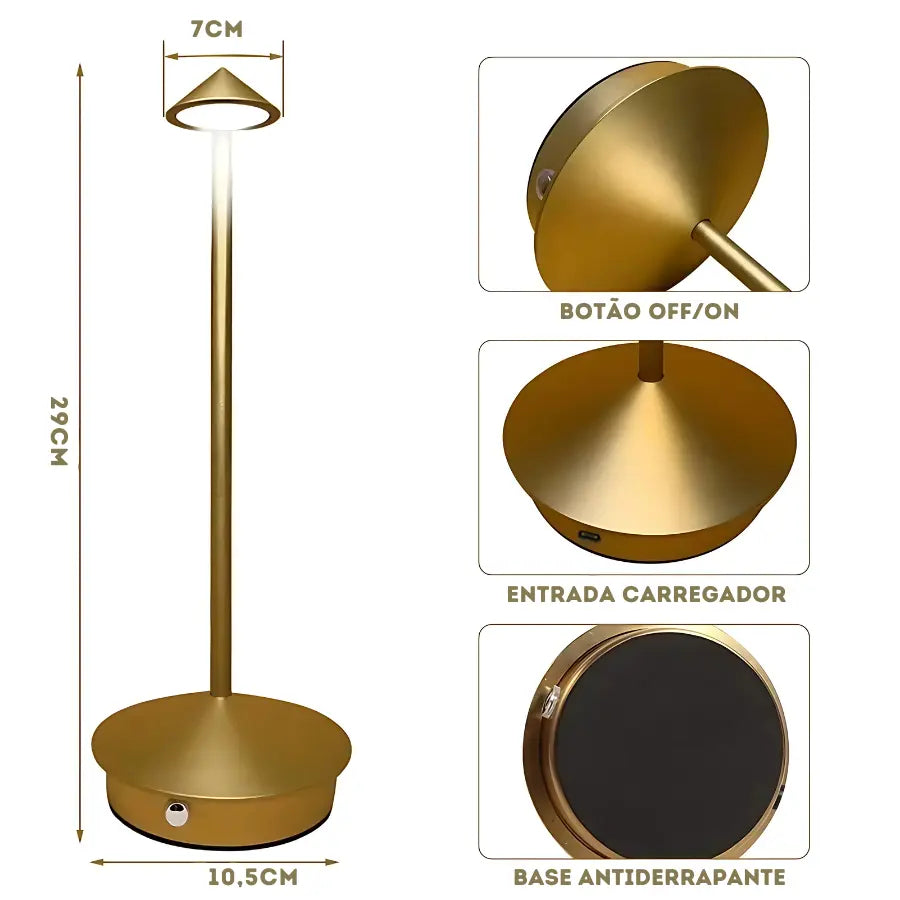 Luminária de Mesa Led sem Fio Portátil