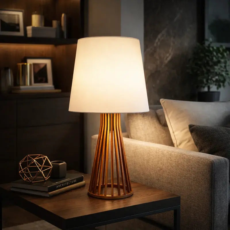 Luminária de Mesa Moderna com Cúpula de Tecido