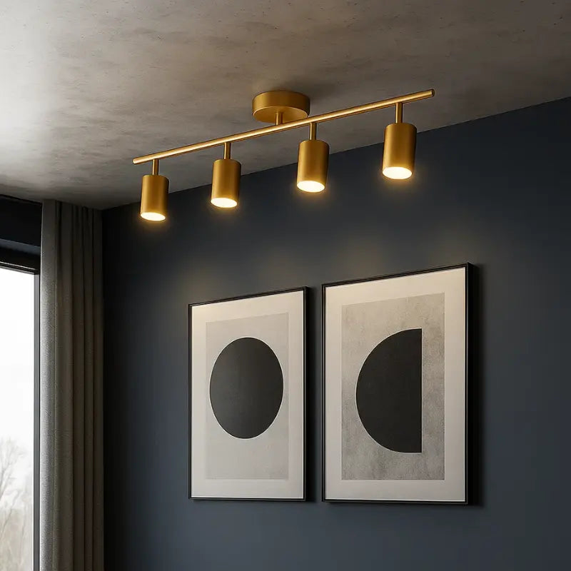 Luminária de Teto,	
luminária de teto quarto,
luminária de teto cozinha,
iluminação de trilho,
spots em trilho,
luminaria dourada,
trilhos spots