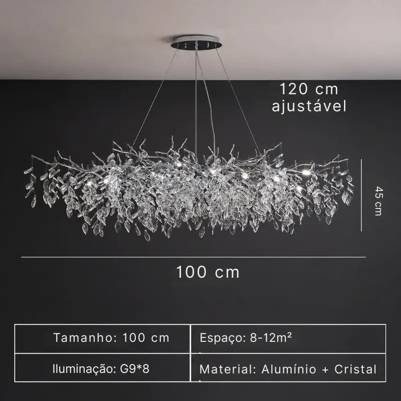 lustre de cristal moderno luxo prata em ambiente sofisticado larmary