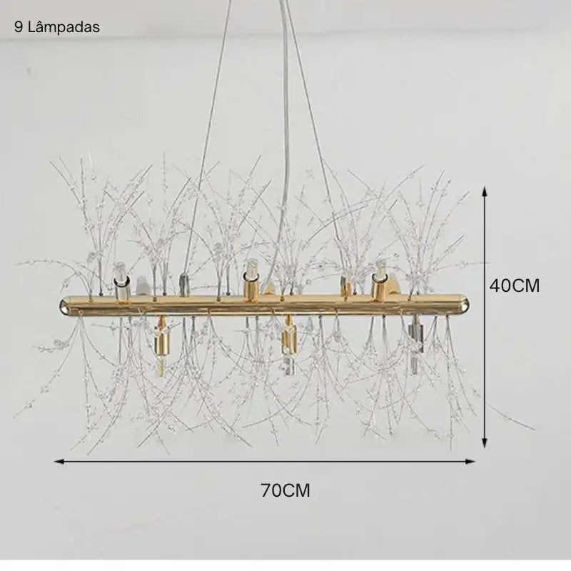 Lustre para Sala Cristal Retangular Flor Dente de Leão