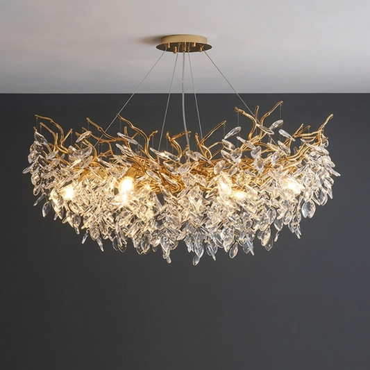 Lustre para Sala de Jantar e Quarto Moderno Cristal Luxo 100cm