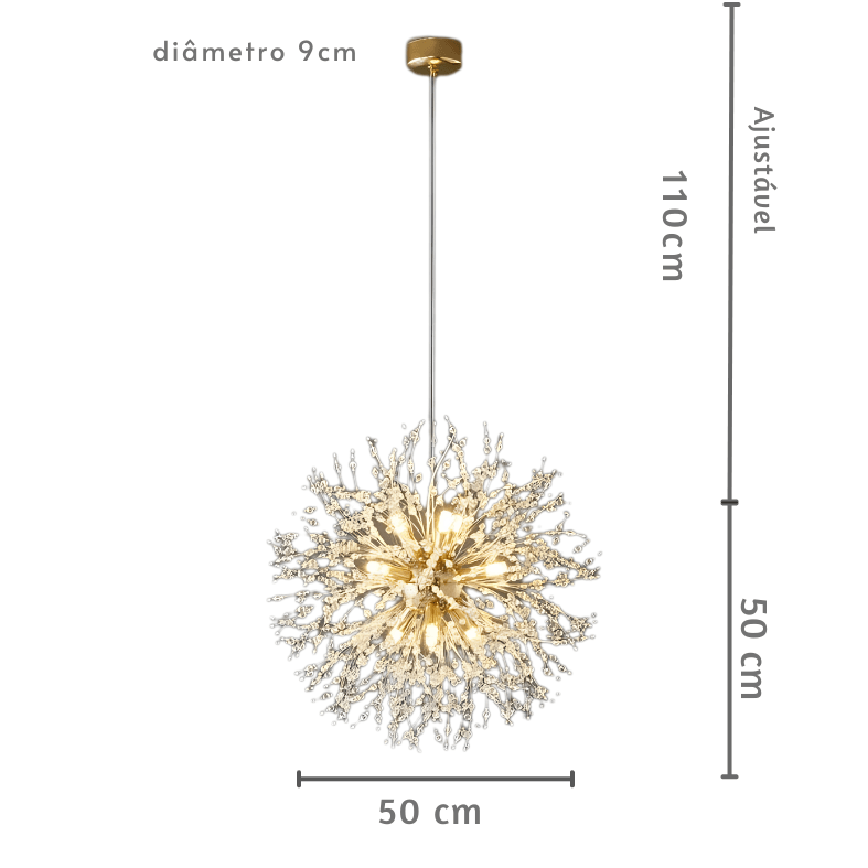 lustre pendente dente de leão, lustre pendente, lustre pendente para sala de jantar, lustre pendente para sala, pendente para sala, pendente para quarto, lustre pendente, lustre cristal, Luminária Pendente,
