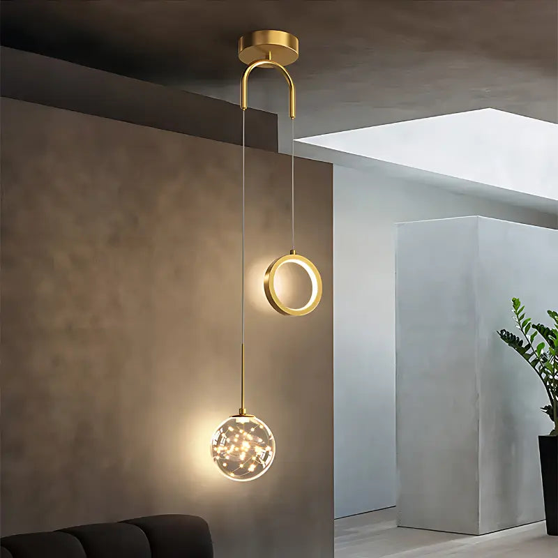 Luminária Pendente Duplo Bola Cristal
