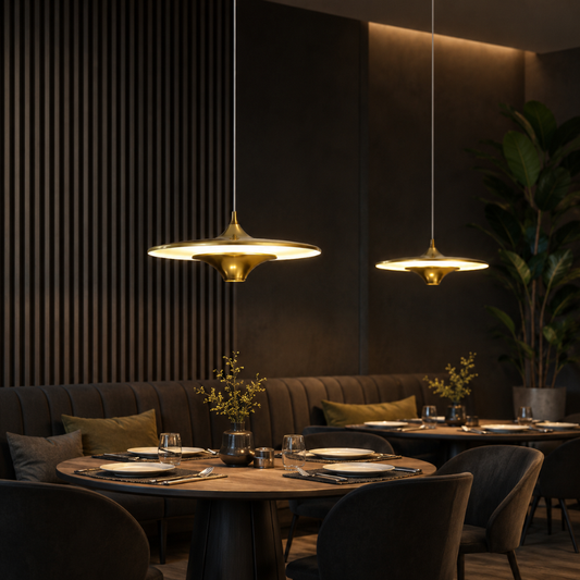 Pendente LED Dourado Moderno Orion para Sala e Quarto – Design Minimalista