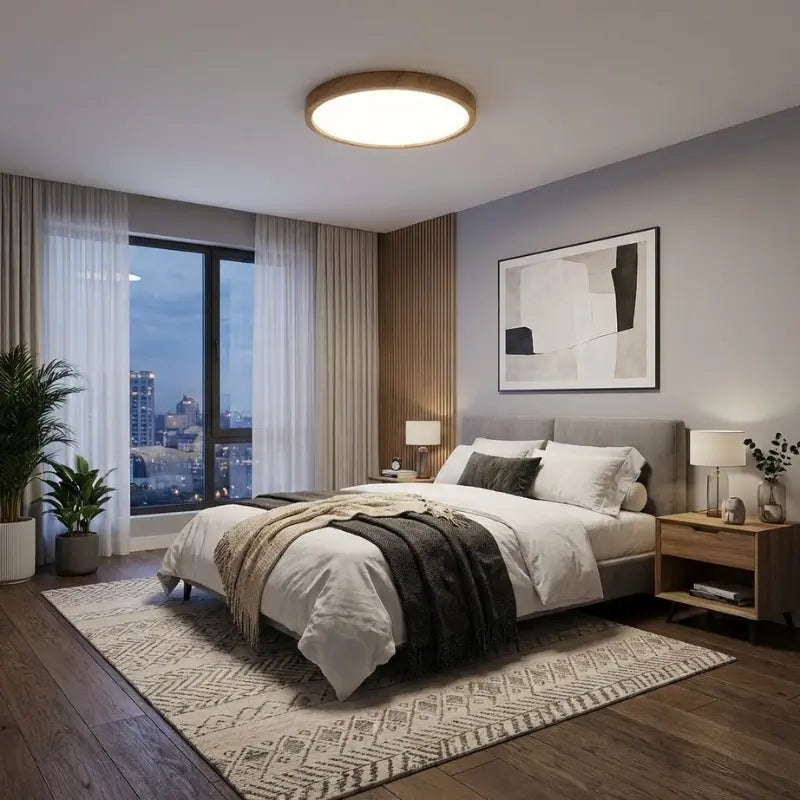 Plafon Redondo de Madeira LED Moderno 40cm