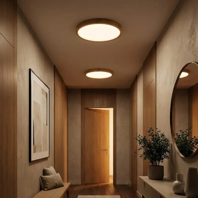 Plafon Redondo de Madeira LED Moderno 40cm