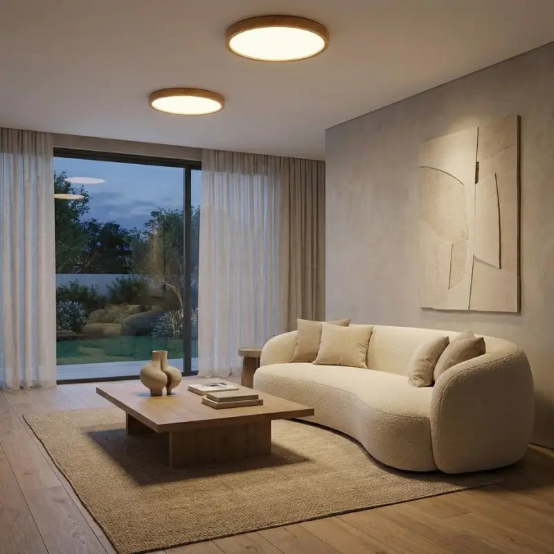 Plafon Redondo de Madeira LED Moderno 40cm